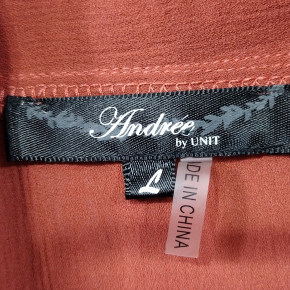 Andree By Unit Embroidered Floral Open Front Cardigan Women's L Rusty Boho Retro - Picture 7 of 8